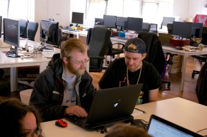 Jon Stanger learns the basics of GitHub from Noon Silk.